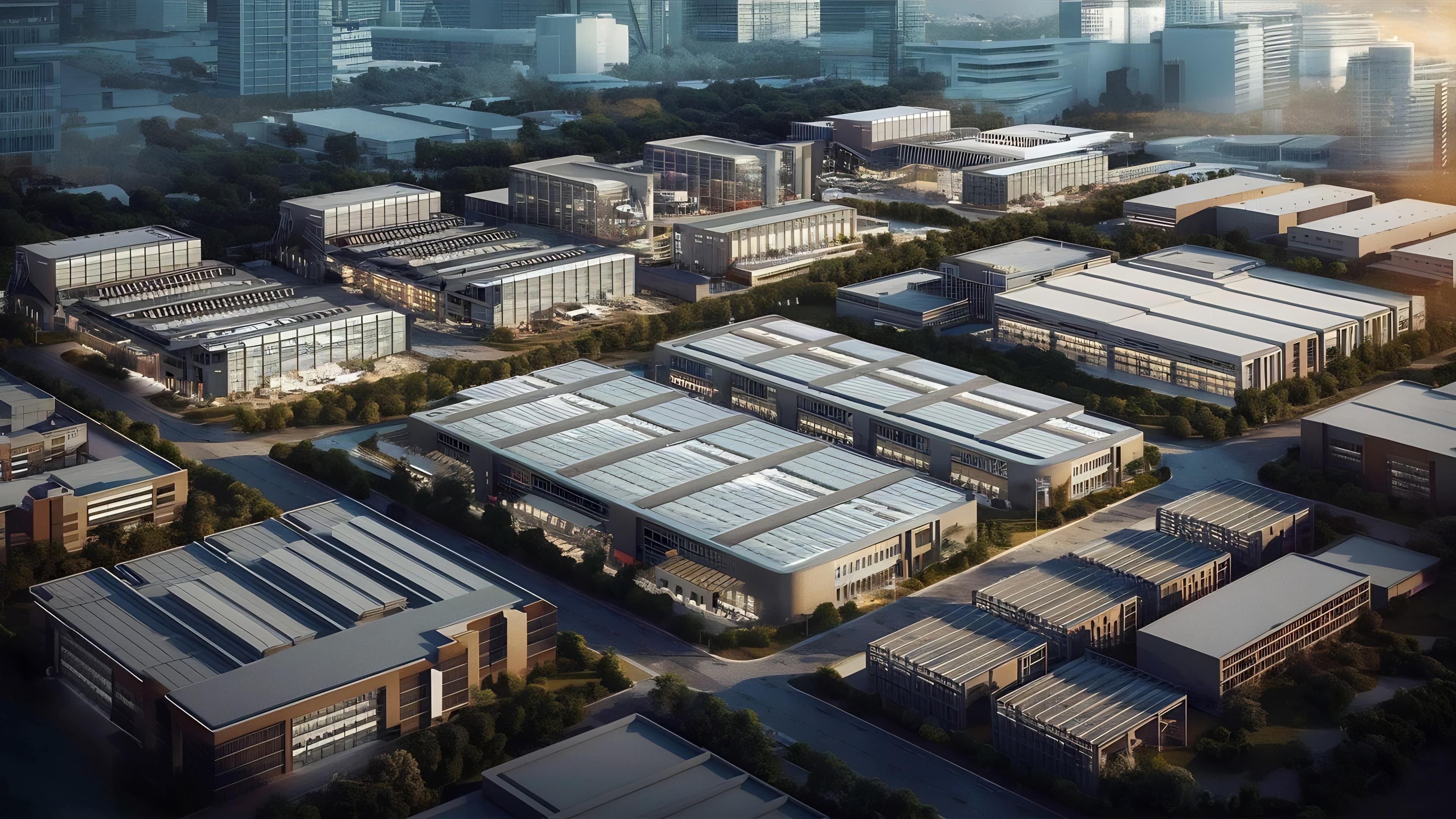 Modern logistics buildings and warehouse campus